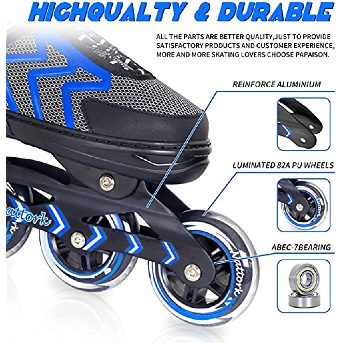 Nattork Adjustable Inline Skates - Blue