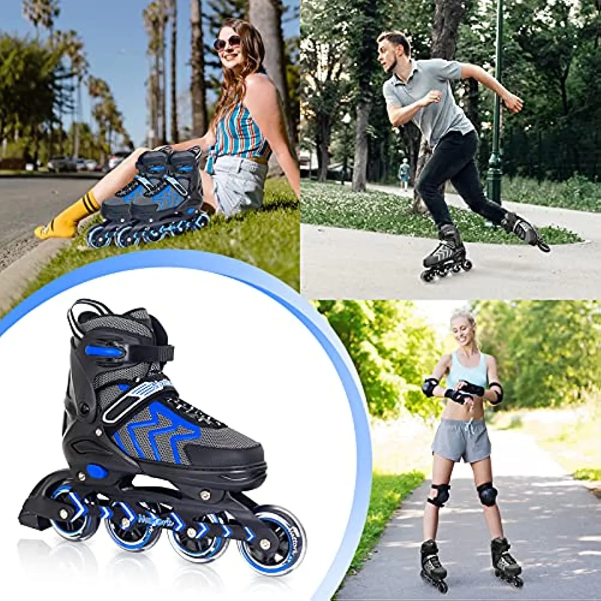 Nattork Adjustable Inline Skates - Blue