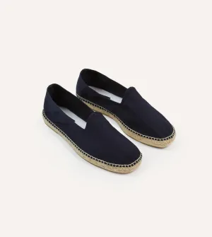 Navy Herringbone Cotton Espadrilles