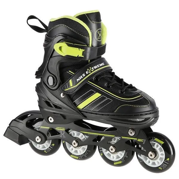 Nils Extreme Nh18191 2In1 Inline Skates Black/Lime Size. M (34-38) With Interchangeable Hockey Skates