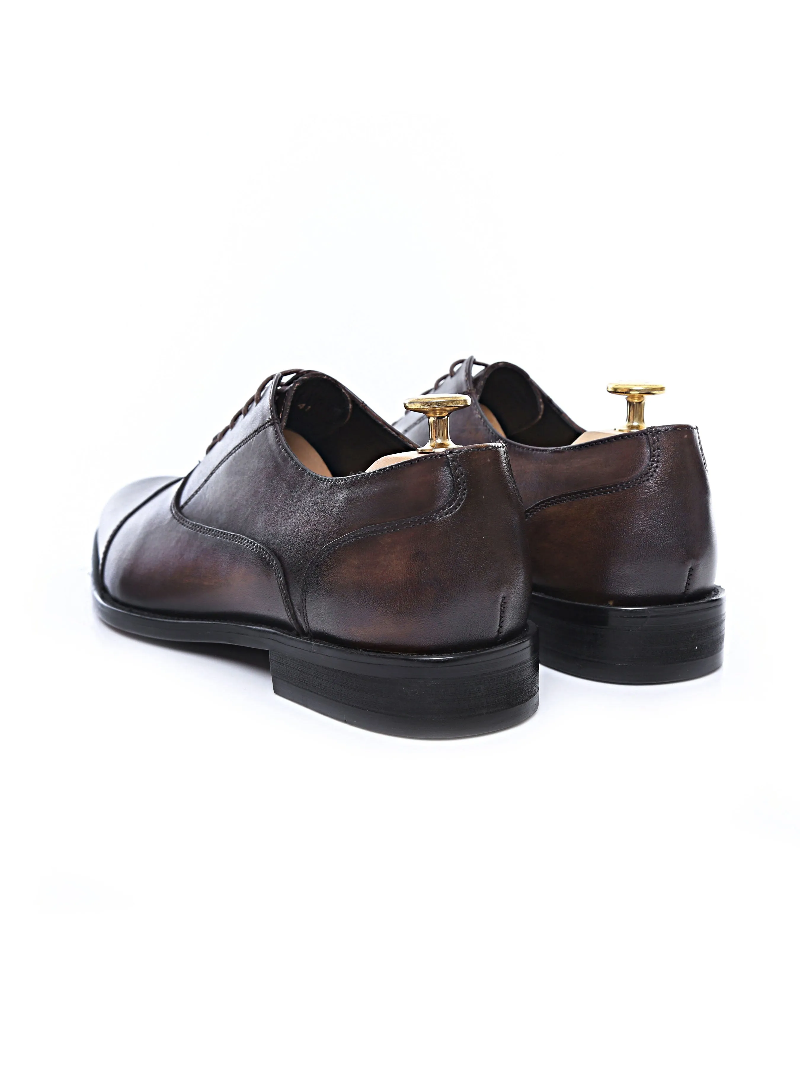 Oxford Cap Toe - Dark Brown Lace Up (Hand Painted Patina)