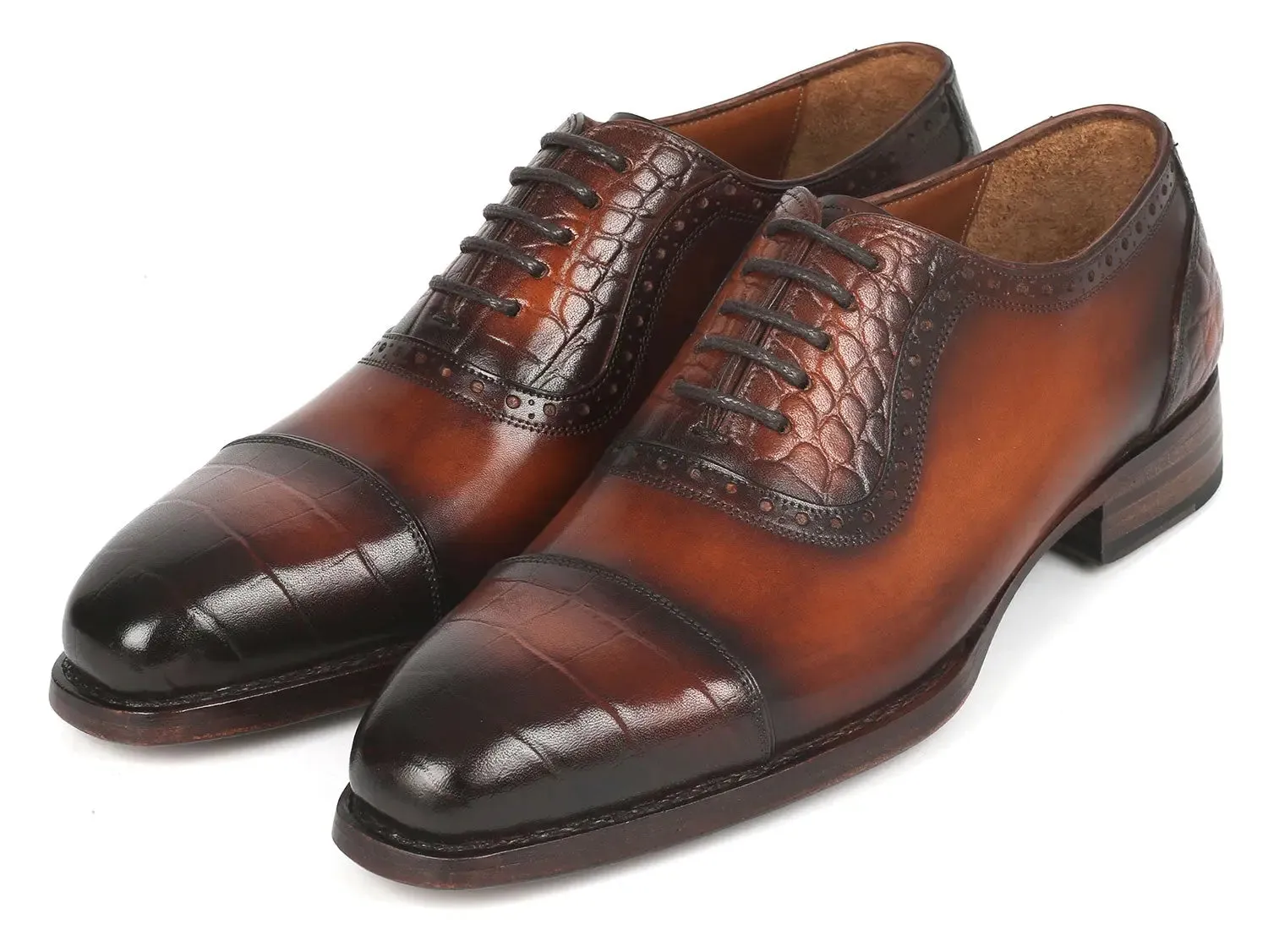 Paul Parkman Goodyear Welted Cap Toe Oxfords in Brown