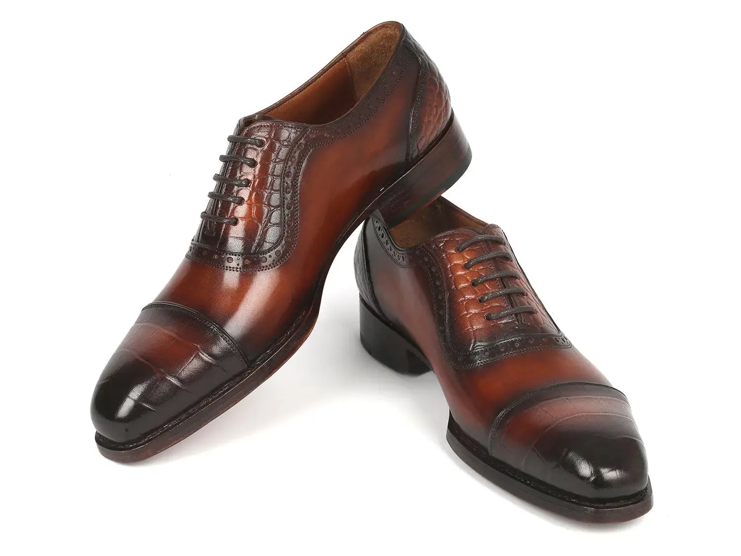 Paul Parkman Goodyear Welted Cap Toe Oxfords in Brown