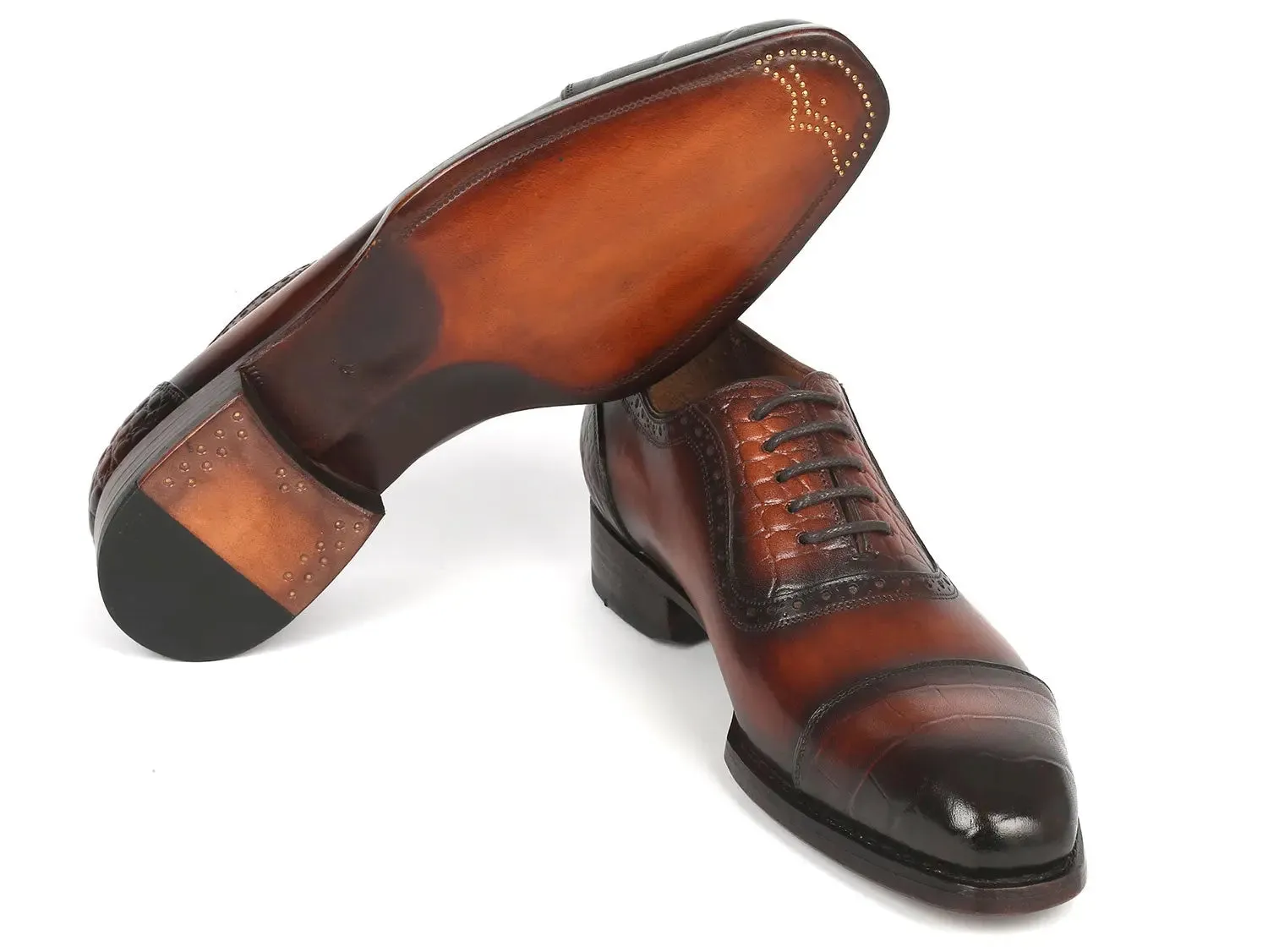 Paul Parkman Goodyear Welted Cap Toe Oxfords in Brown