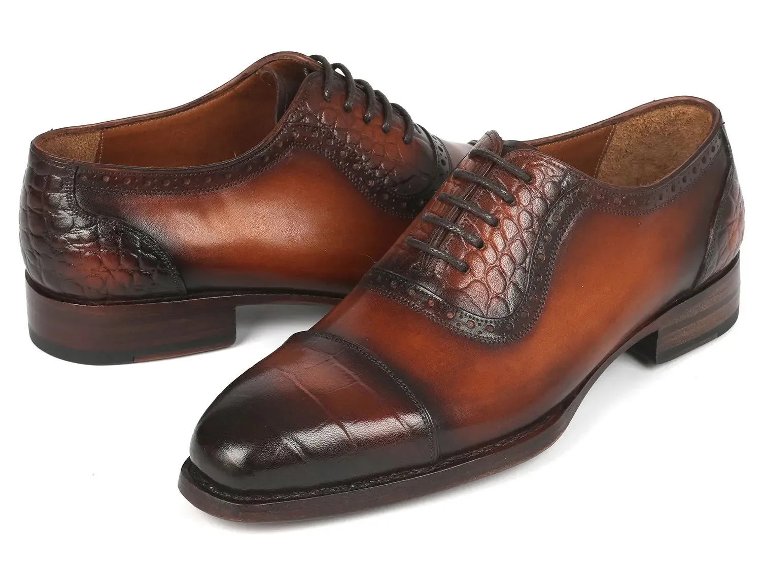 Paul Parkman Goodyear Welted Cap Toe Oxfords in Brown