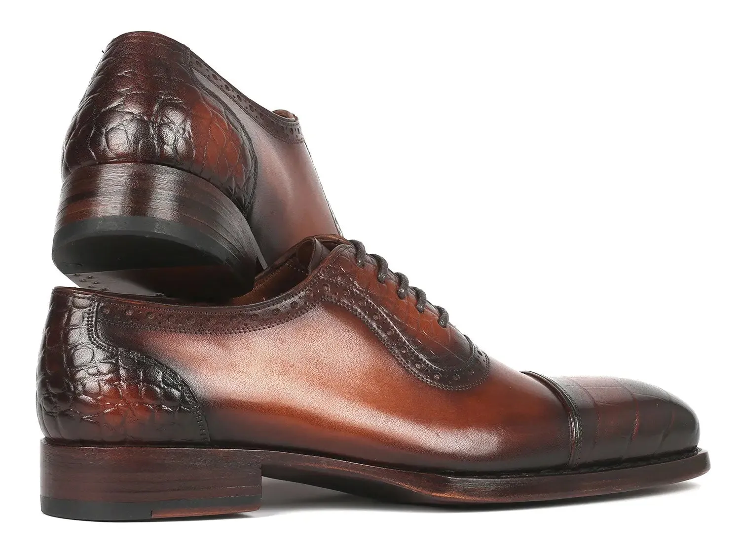 Paul Parkman Goodyear Welted Cap Toe Oxfords in Brown