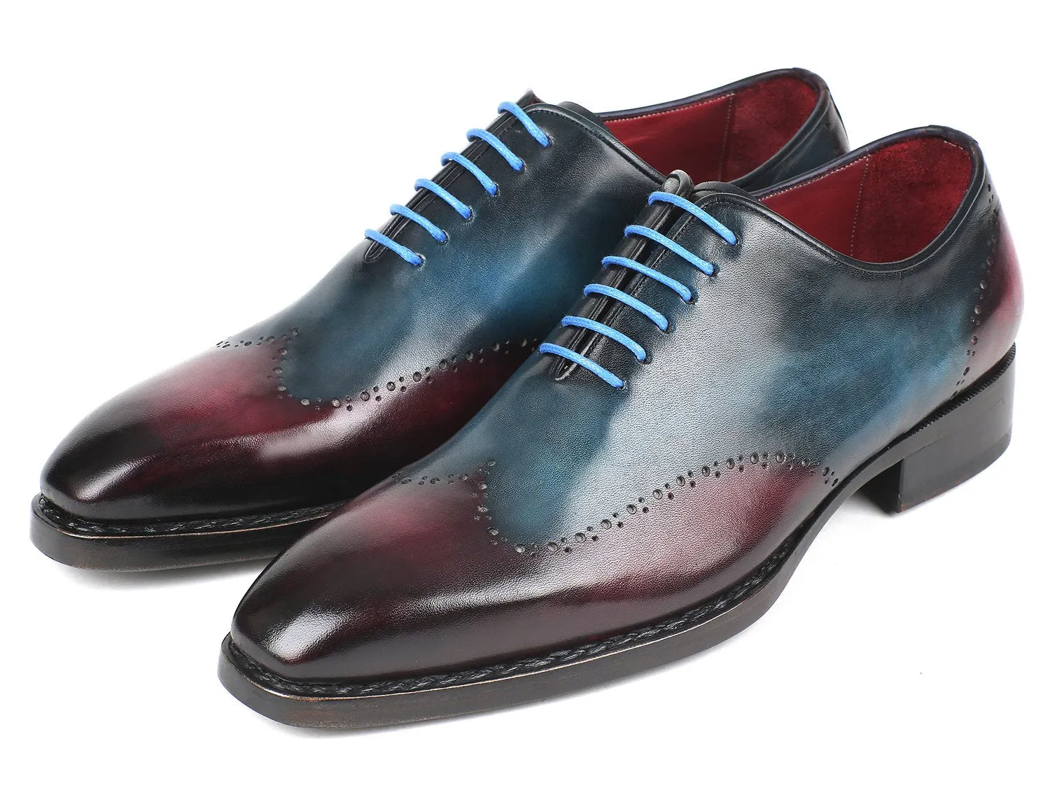 Paul Parkman Goodyear Welted Wingtip Oxfords in Blue & Purple