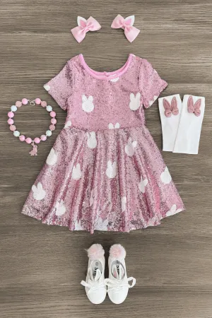 Pink Sequin Bunny Dress