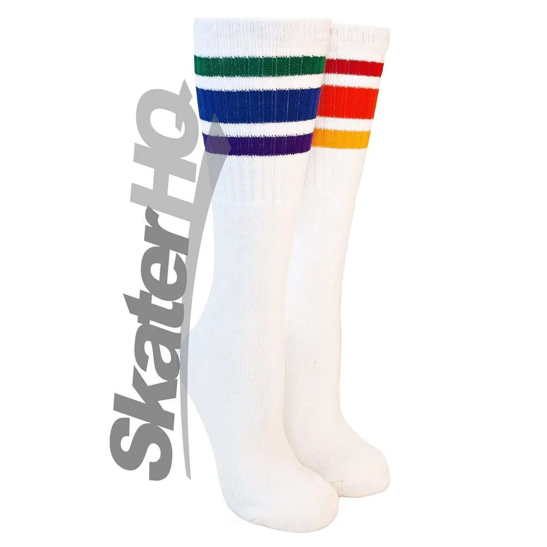 Pride Courage 19 Tube Under-Knee Socks - White/Rainbow