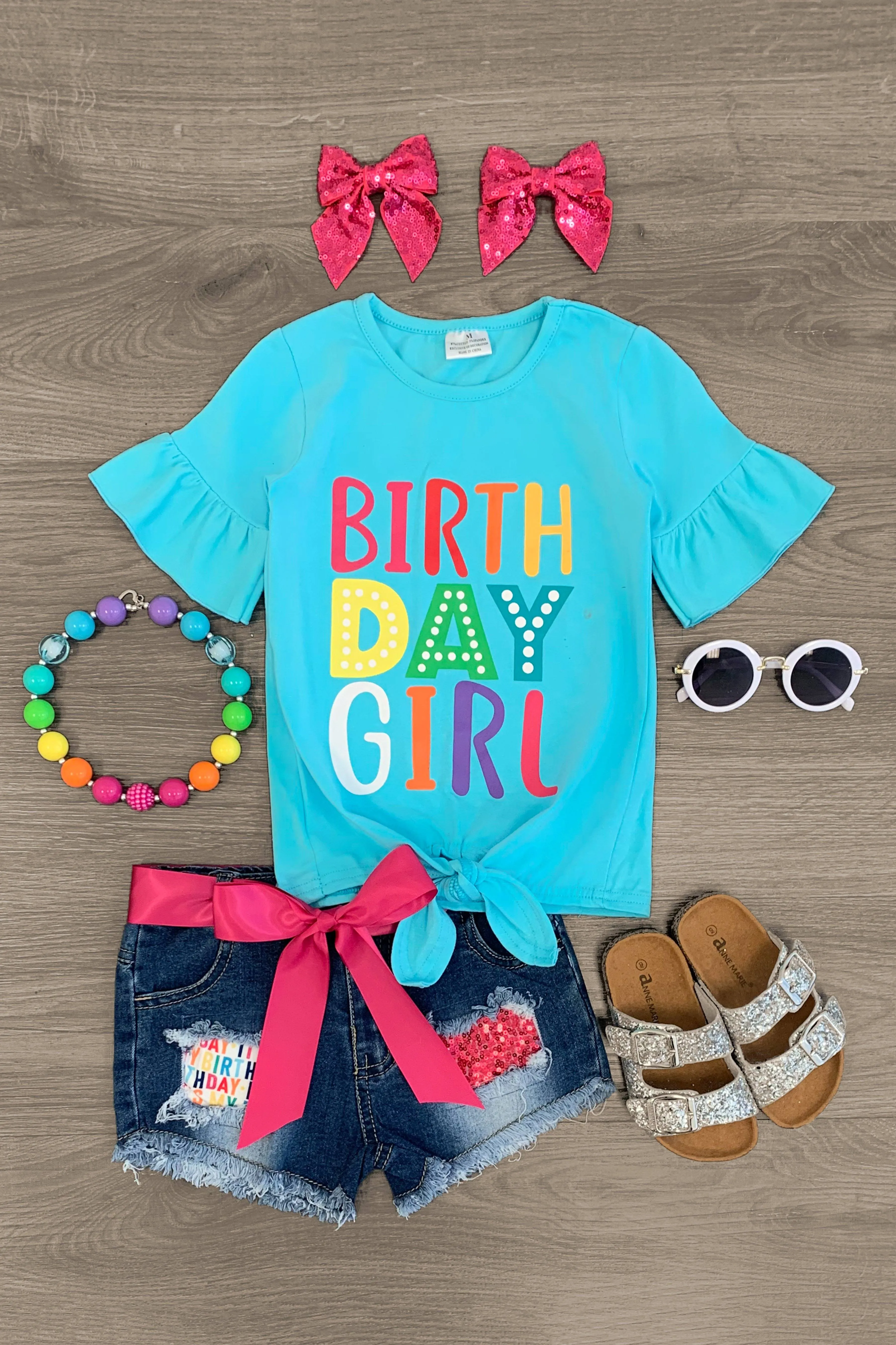 "Birthday Girl" Denim Short Set