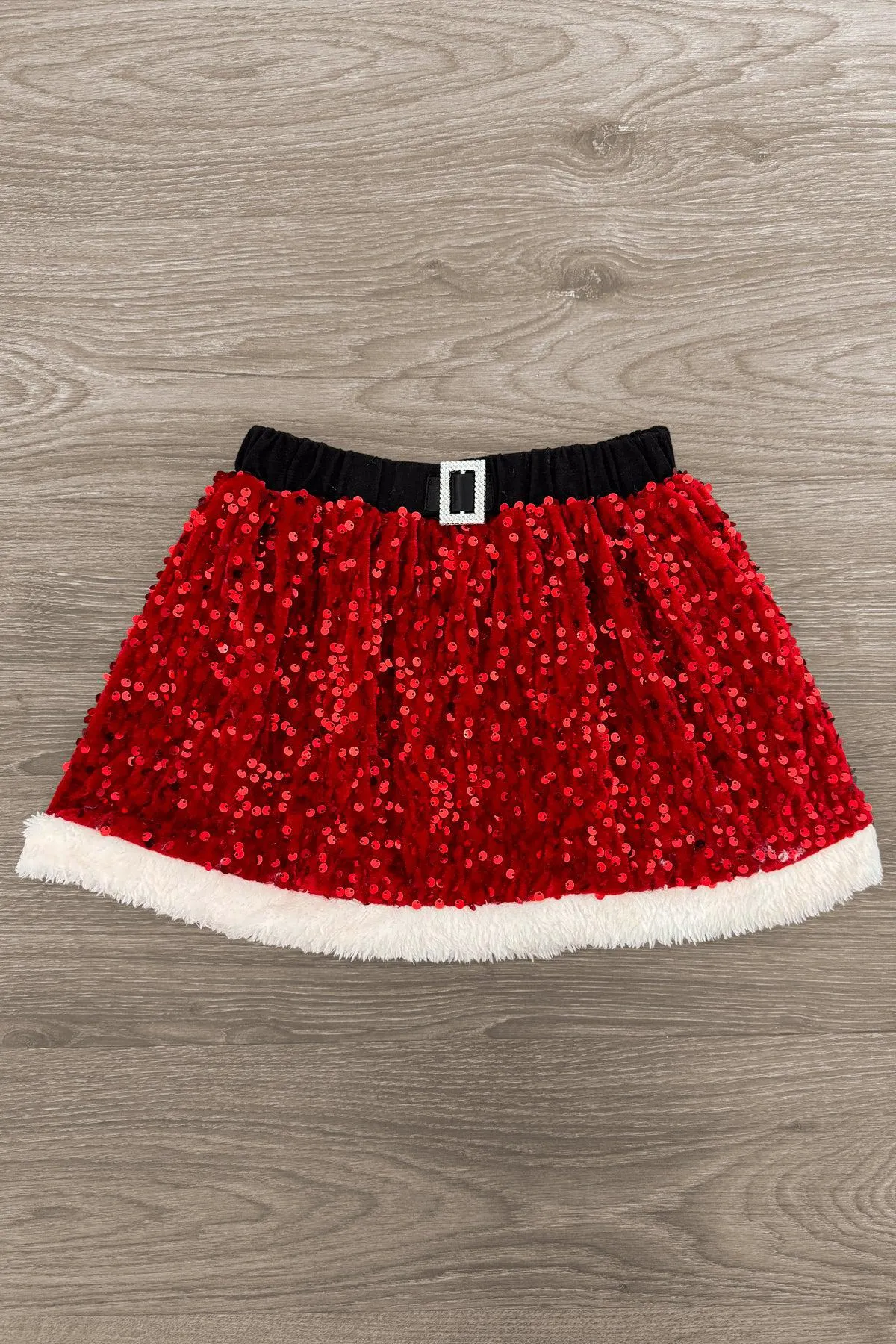 "Santa Baby" Red Velvet Sequin Skirt Set