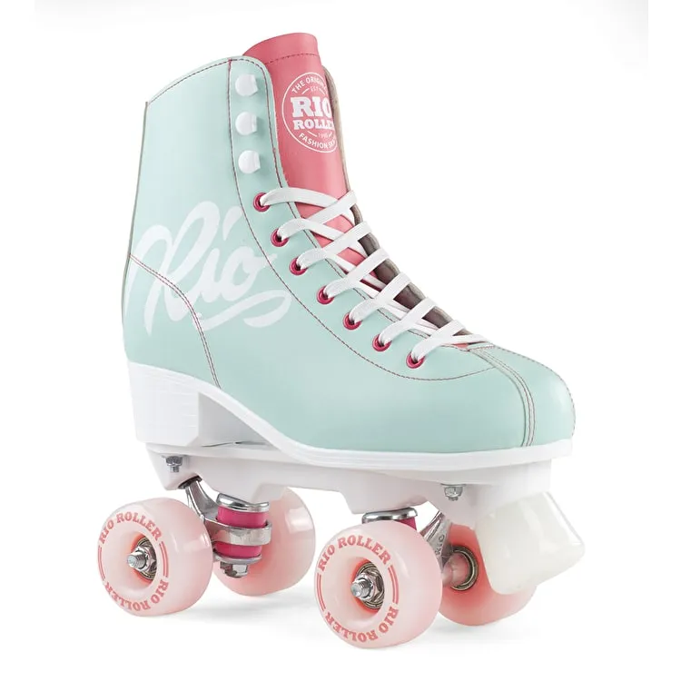 Rio Roller Script Roller Skates Teal and Coral