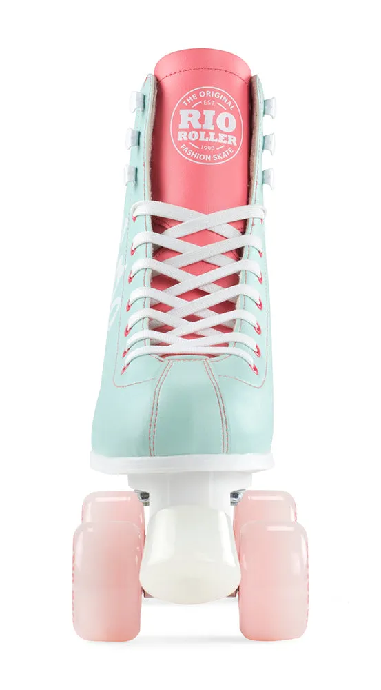 Rio Roller Script Roller Skates Teal and Coral