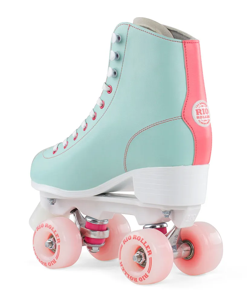 Rio Roller Script Roller Skates Teal and Coral