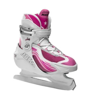 Roces Swish 1.0 Girls Adjustable Ice Skates Size 13J-3.0 White-Deep Pink- Sale