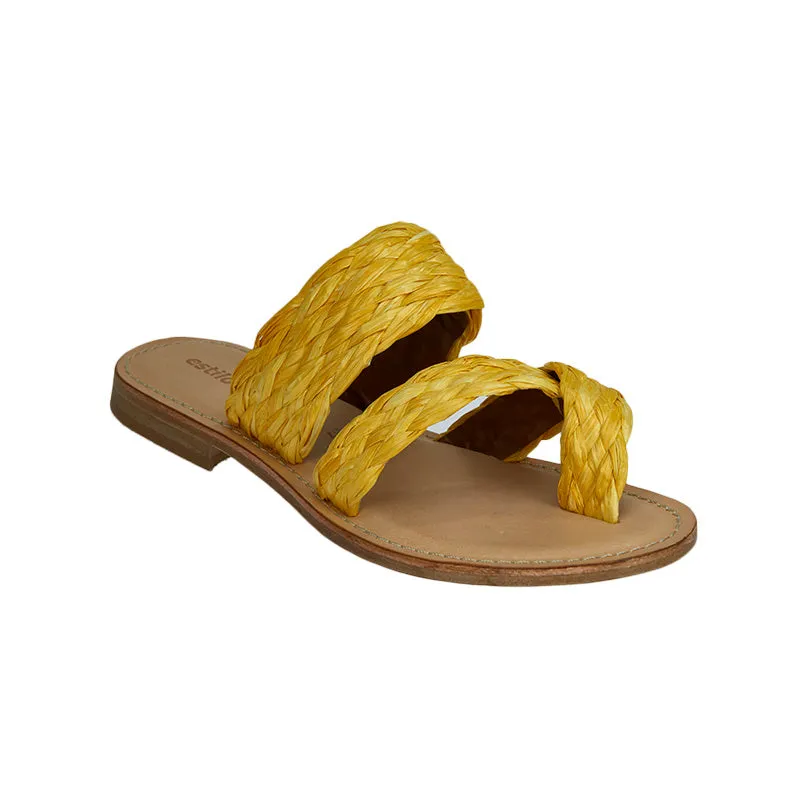 Serape Raffia Sandal - Canary