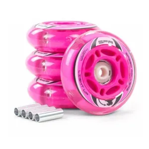 SFR Light Up Inline Wheels Pink 64mm, 70mm, 72mm 82A - 4 Pack