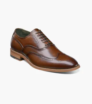 Stacy Adams Cognac Dunbar Wingtip Oxford Shoes