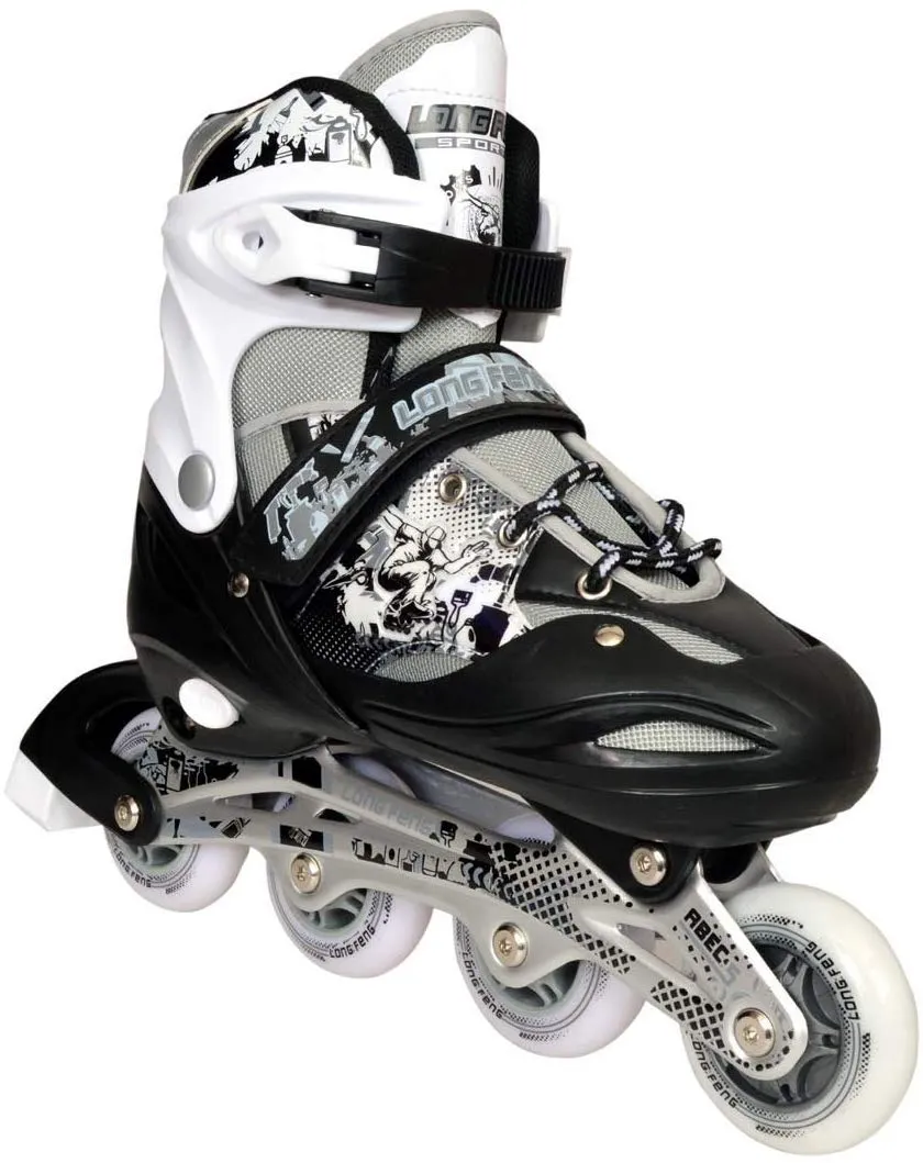 Sterling in-Line Skates Adjustable Size Aluminum Base with LED Flash Light Wheels (Gray)