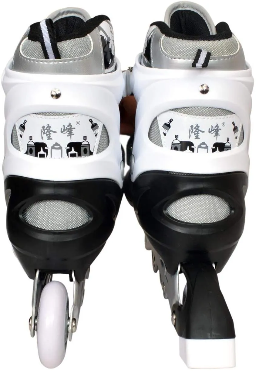 Sterling in-Line Skates Adjustable Size Aluminum Base with LED Flash Light Wheels (Gray)