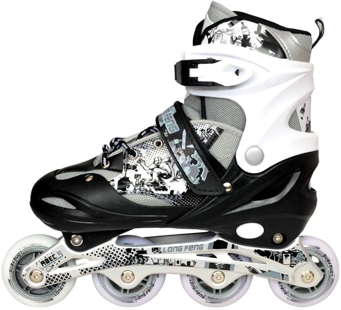 Sterling in-Line Skates Adjustable Size Aluminum Base with LED Flash Light Wheels (Gray)