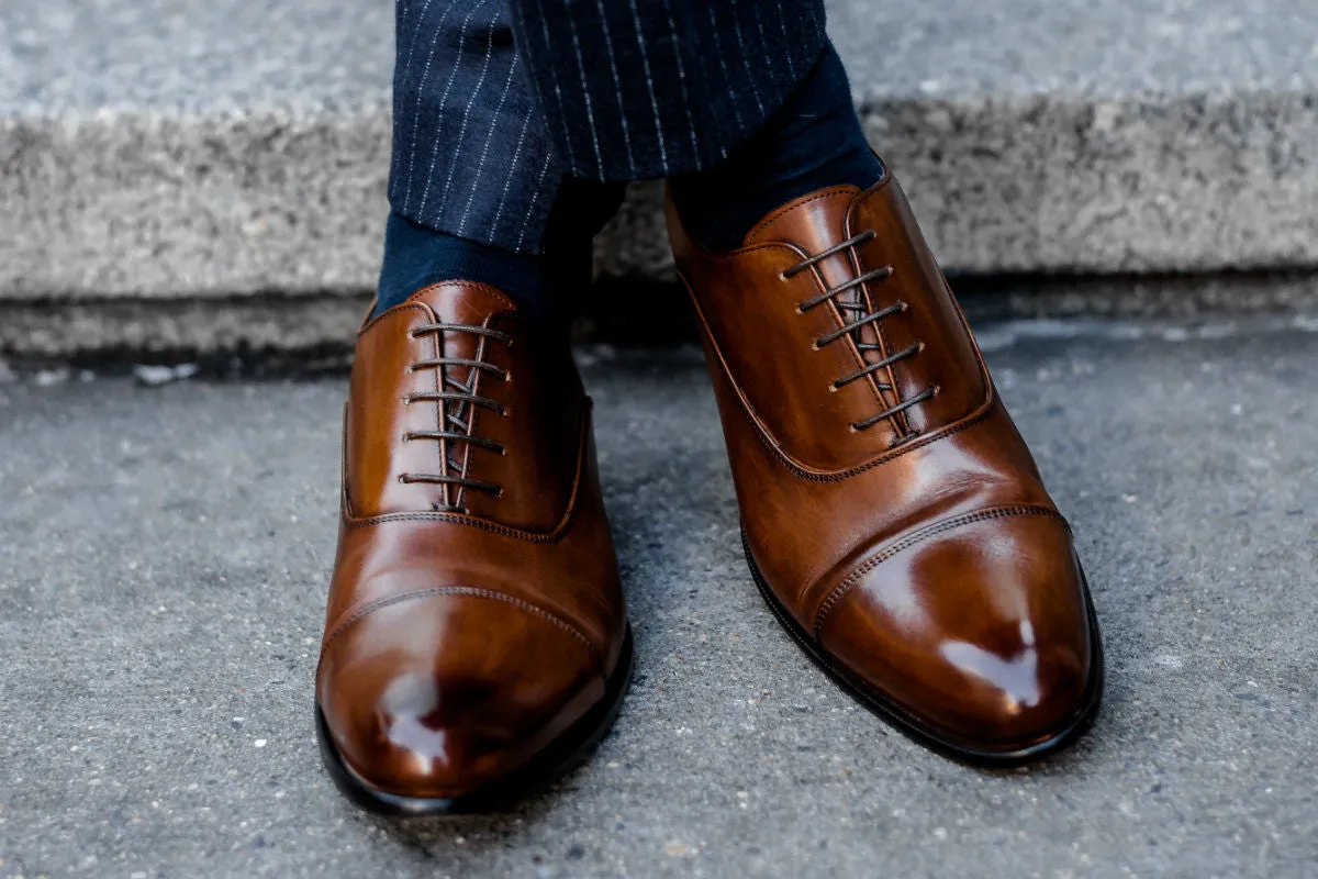 The Cagney II Stitched Cap-Toe Oxford - Marrone