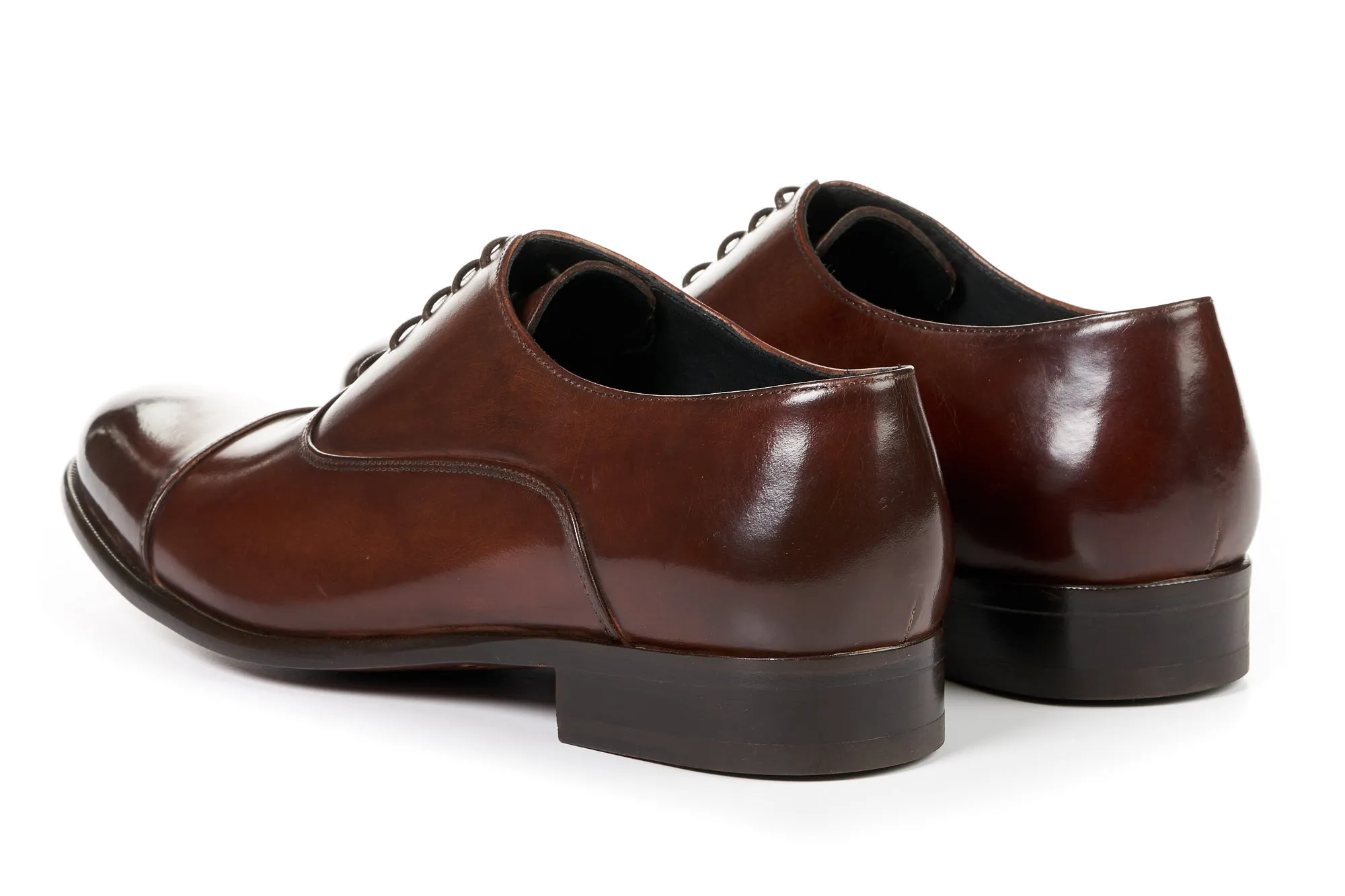 The Cagney II Stitched Cap-Toe Oxford - Marrone