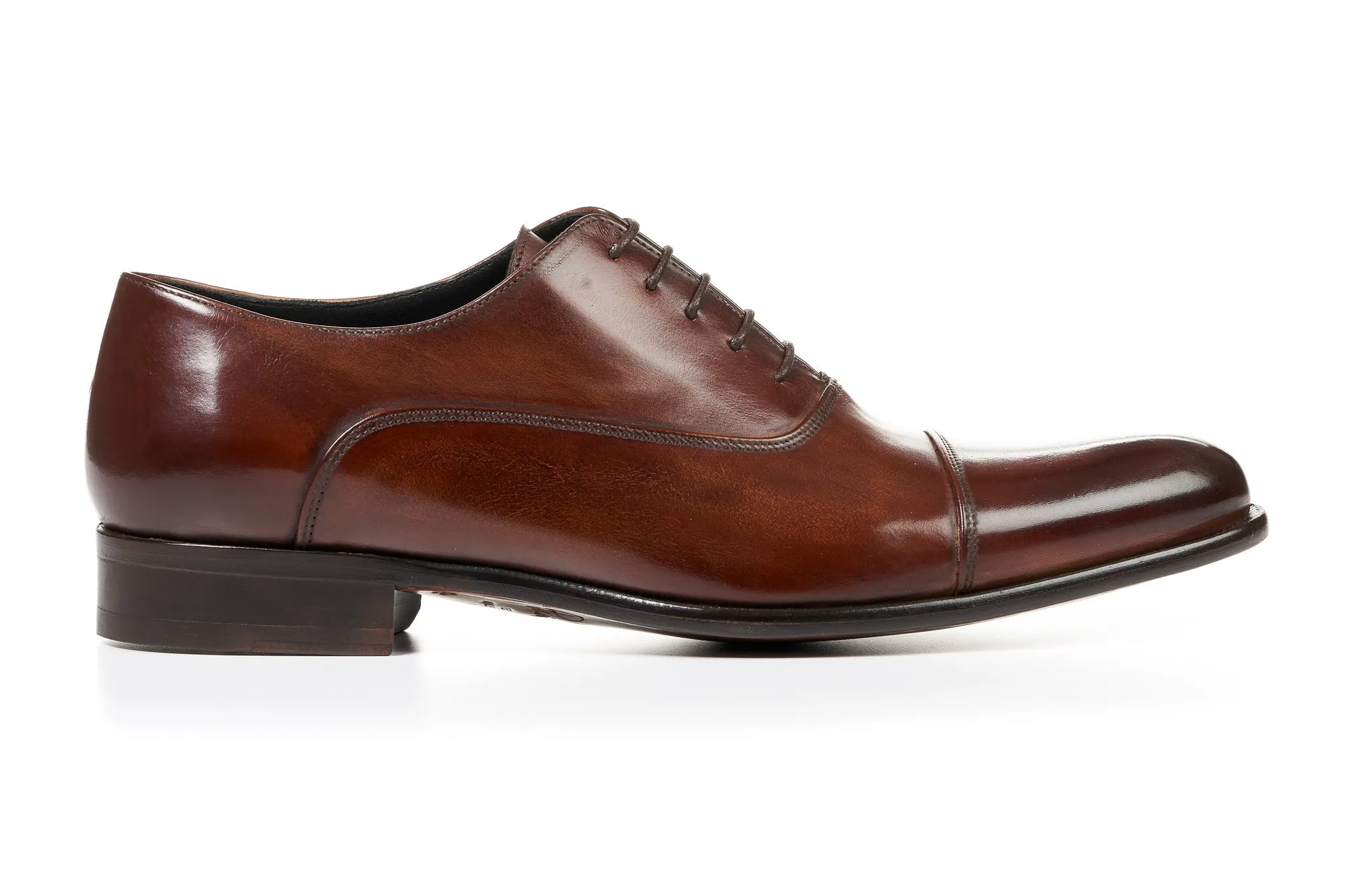 The Cagney II Stitched Cap-Toe Oxford - Marrone