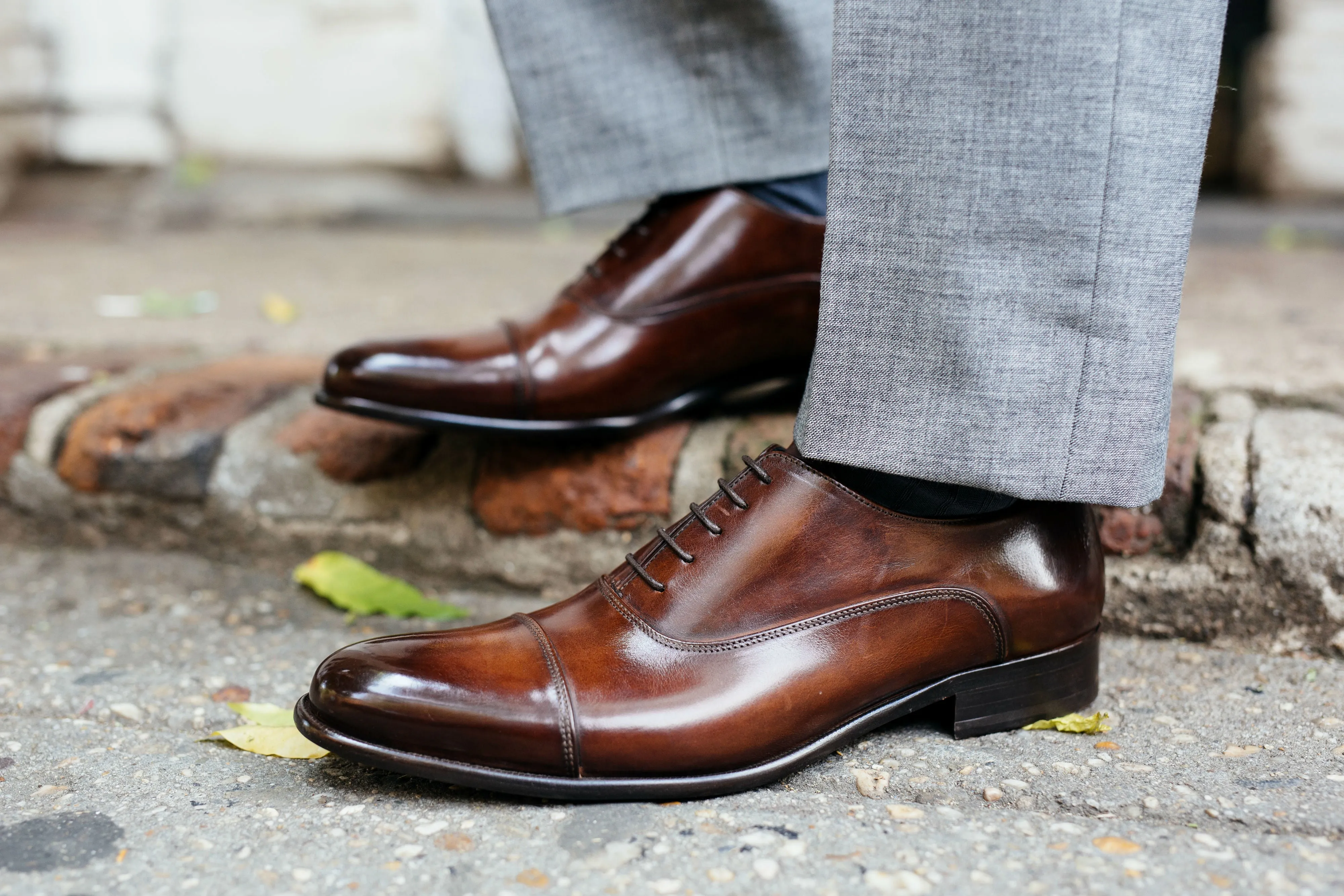 The Cagney II Stitched Cap-Toe Oxford - Marrone