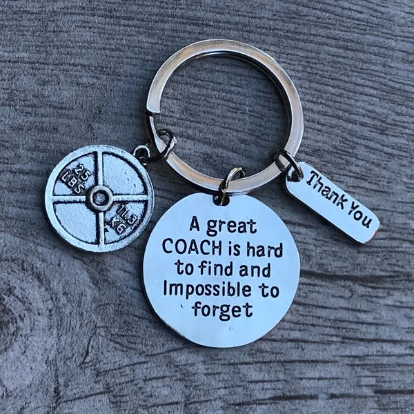 Trainer/Fitness Keychain - Great Coach Is Hard to Find - Pick Charm