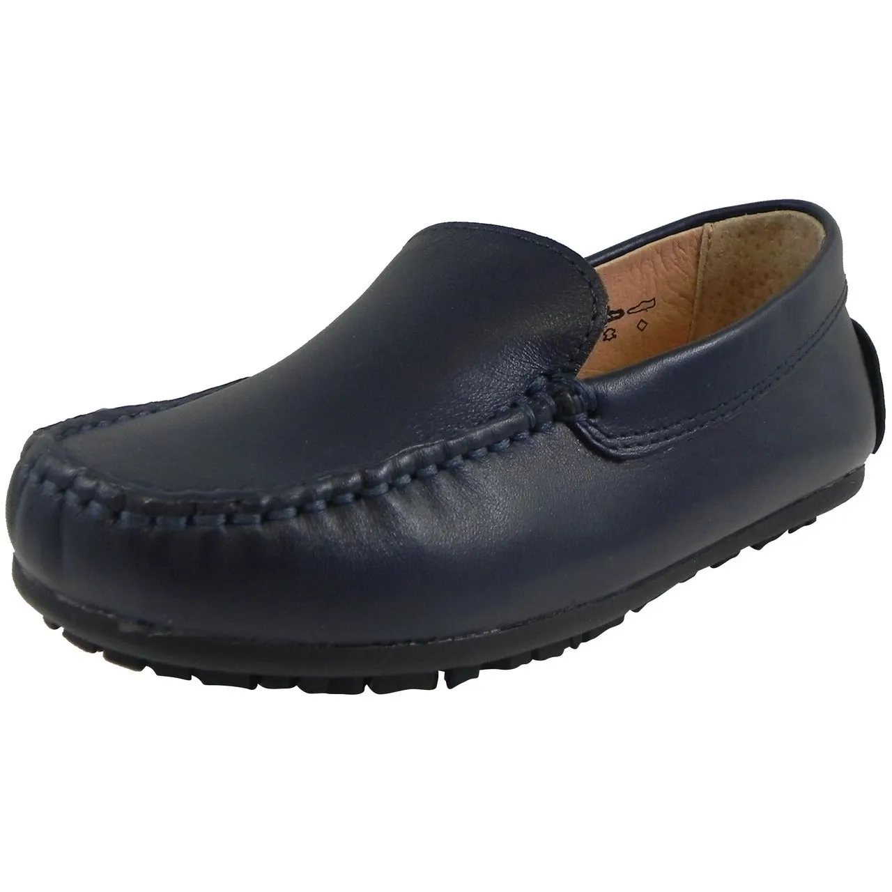 Umi Boy's Saul Leather Classic Slip On Oxford Loafer Shoes Navy