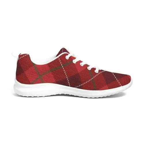 Womens Sneakers - Red Plaid Canvas Sports Shoes / Running