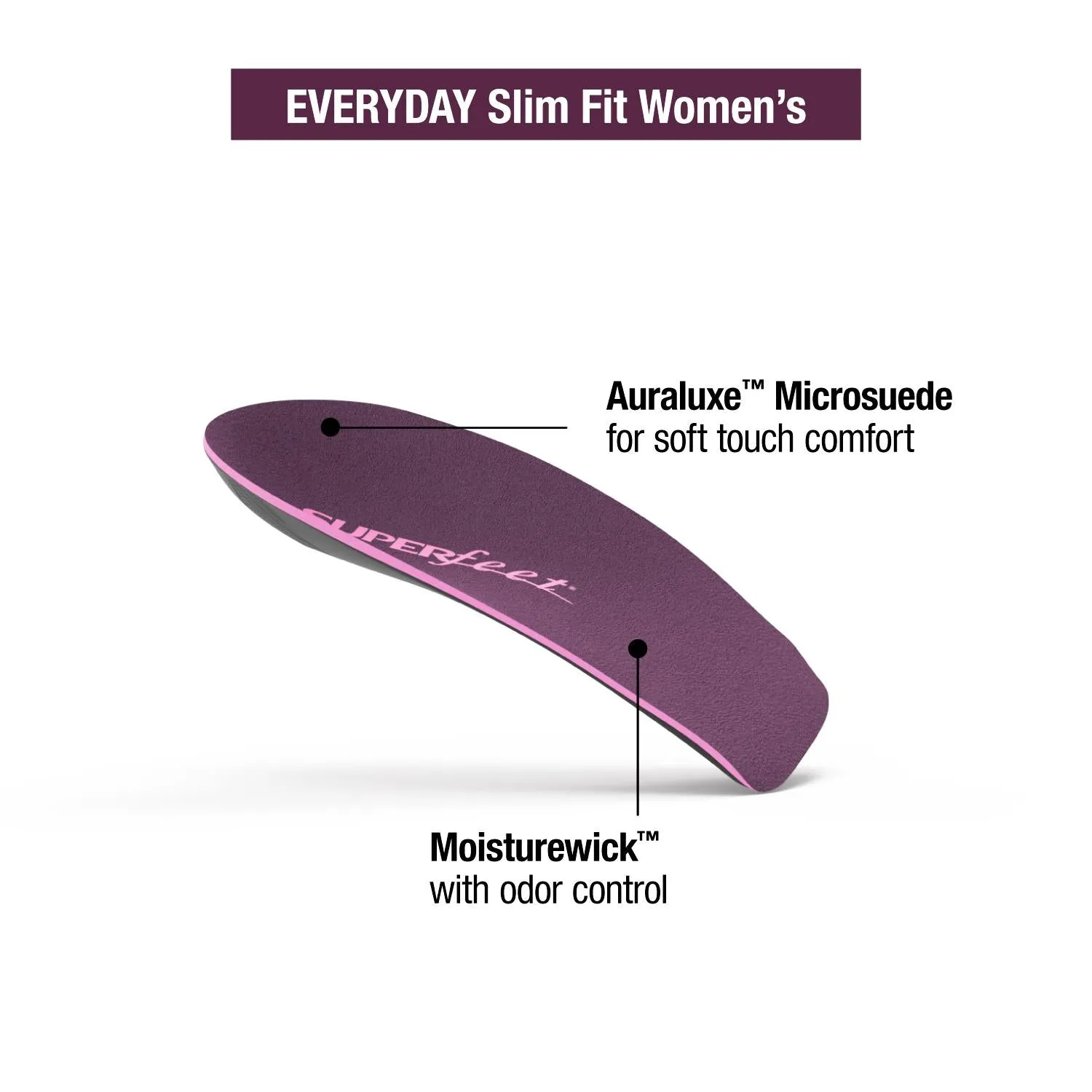 Women's Superfeet Everyday Slim Fit Premium Insoles Purple