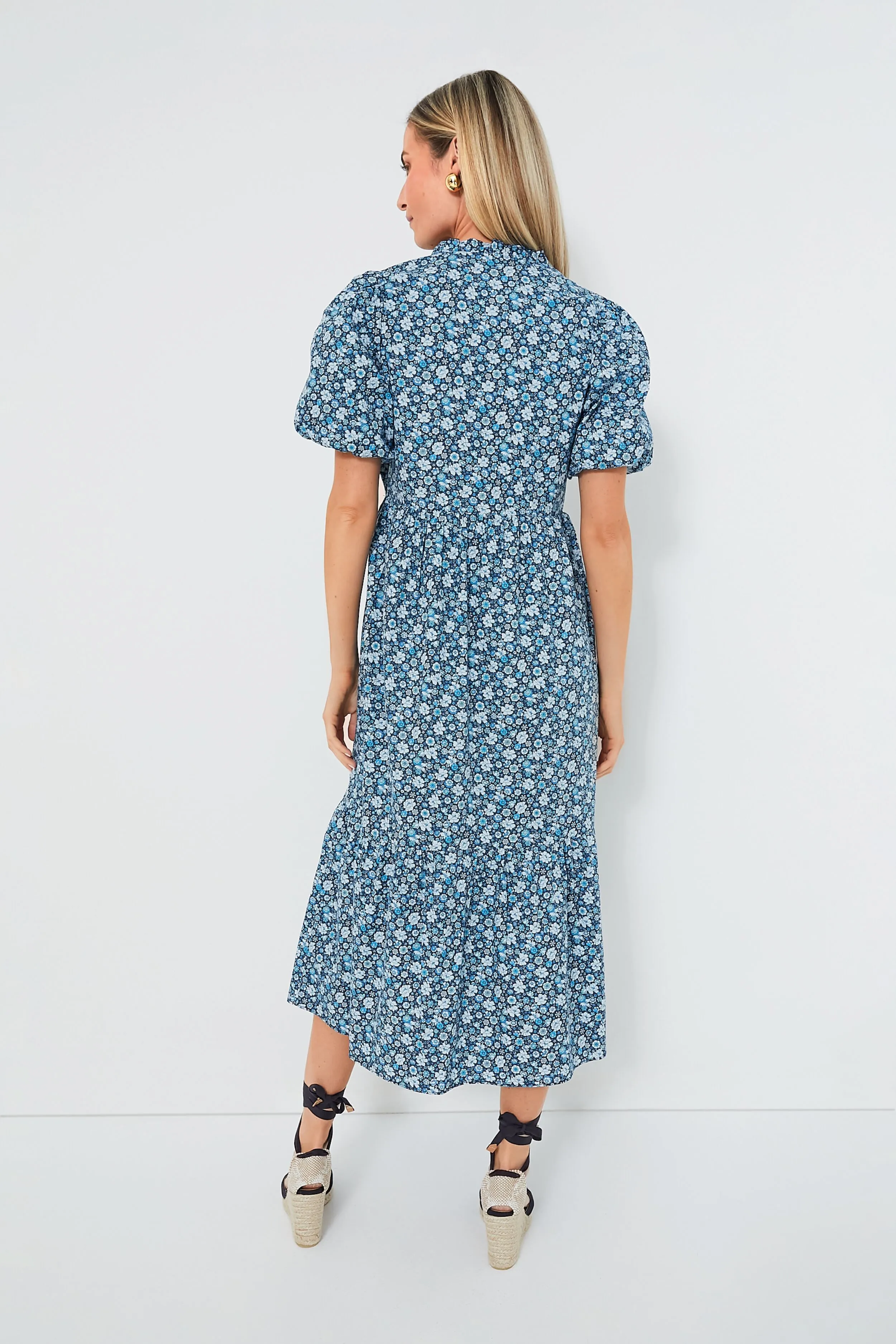 Zip Front Bluebells Floral Midi Dress